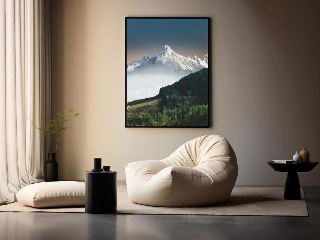Snowy Peak Above Forest