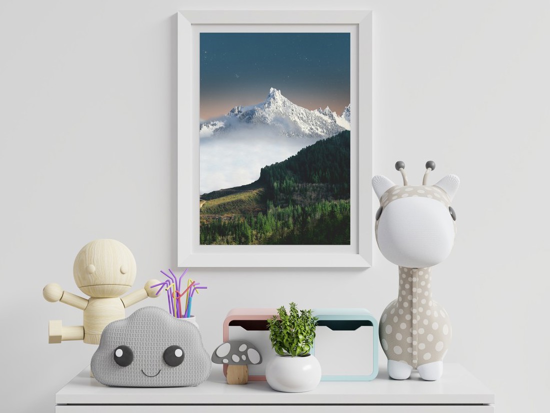 Snowy Peak Above Forest