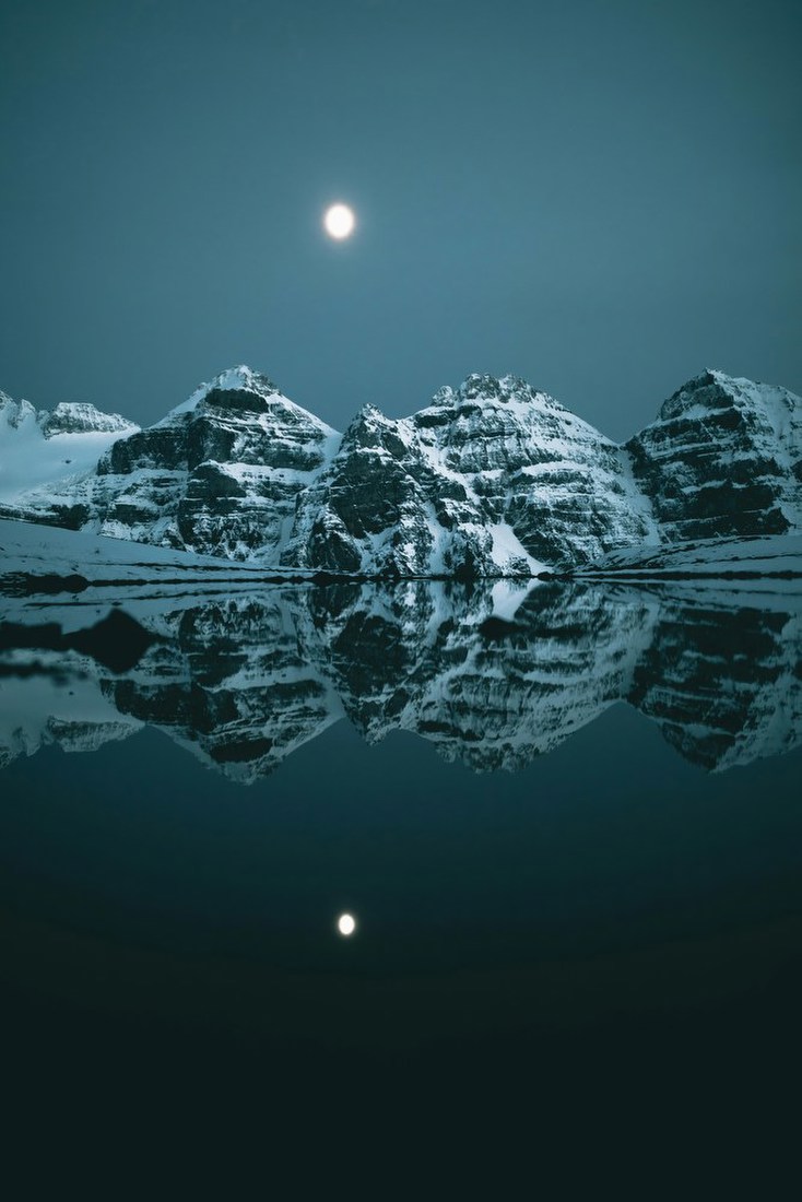 Moonlit Mountain Reflection
