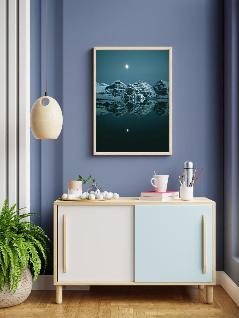 Moonlit Mountain Reflection