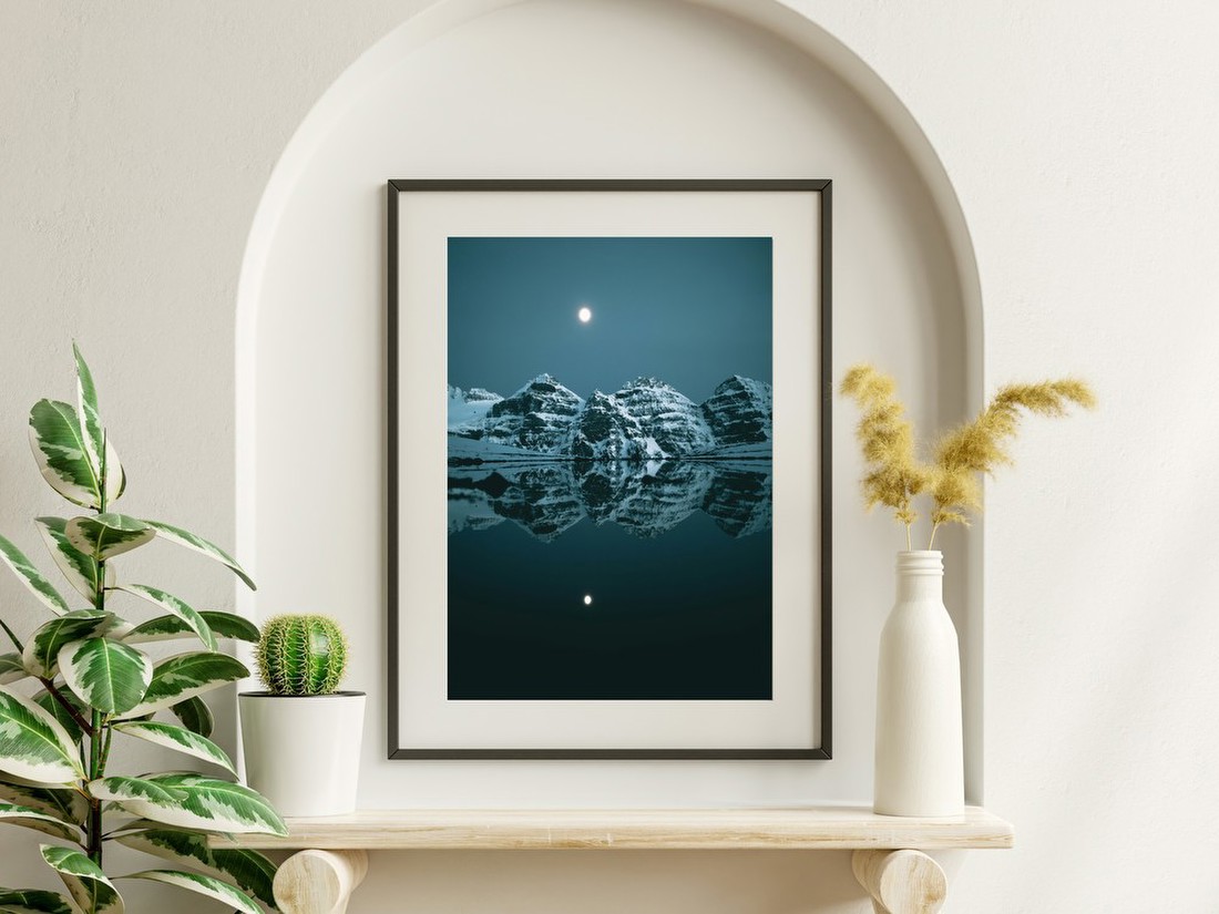 Moonlit Mountain Reflection