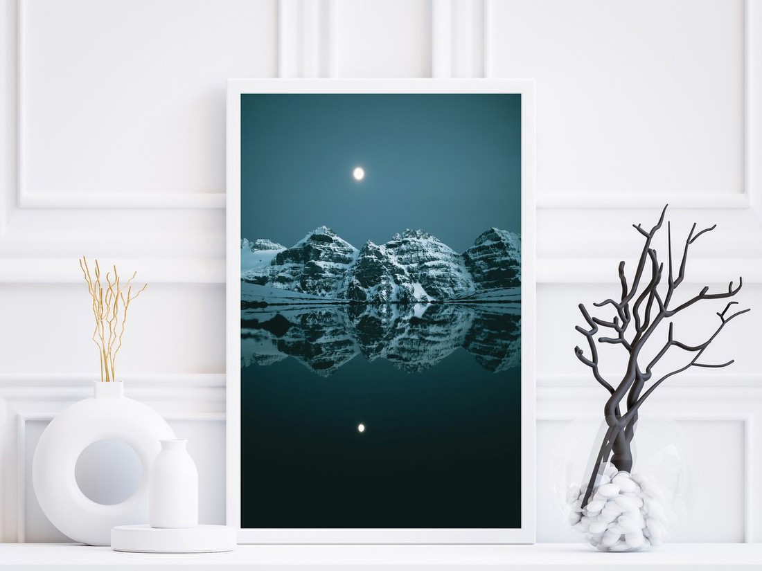 Moonlit Mountain Reflection