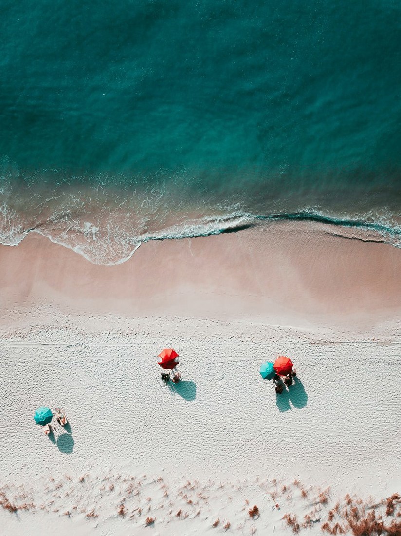 Aerial Beach Umbrellas