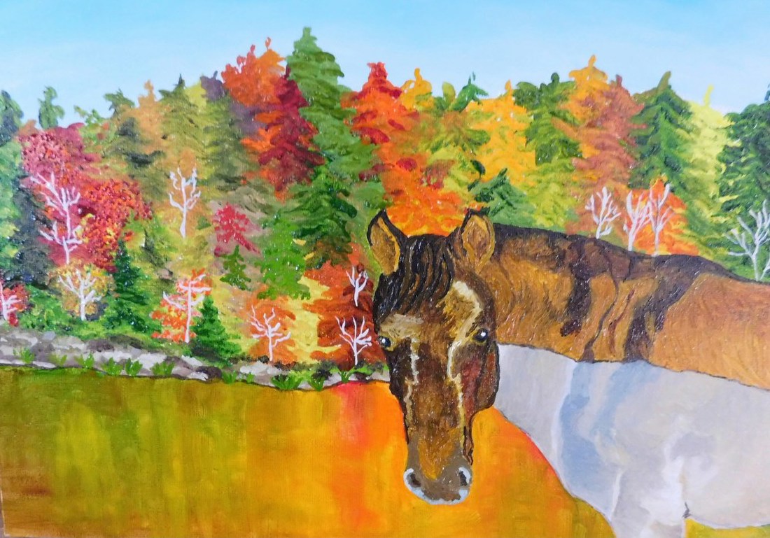 Horse in Autumn Forest