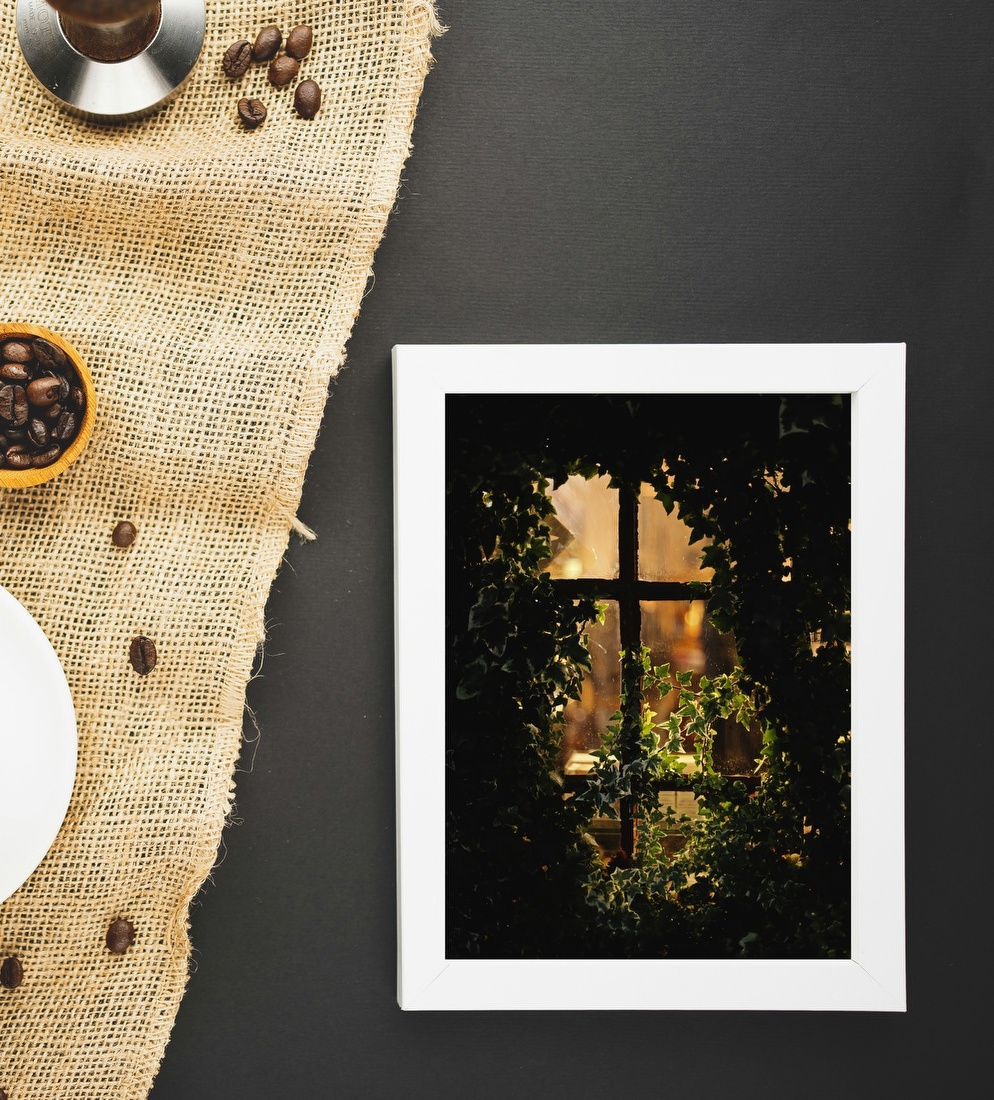Ivy-Framed Window Glow