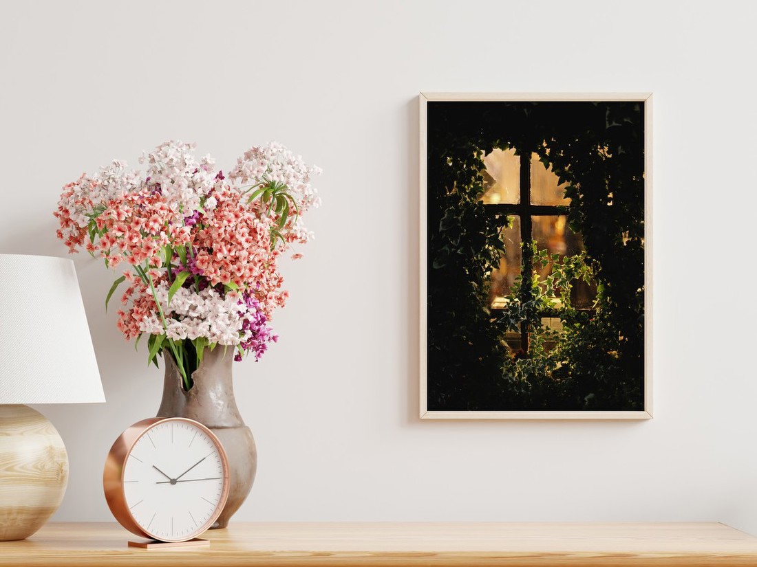 Ivy-Framed Window Glow
