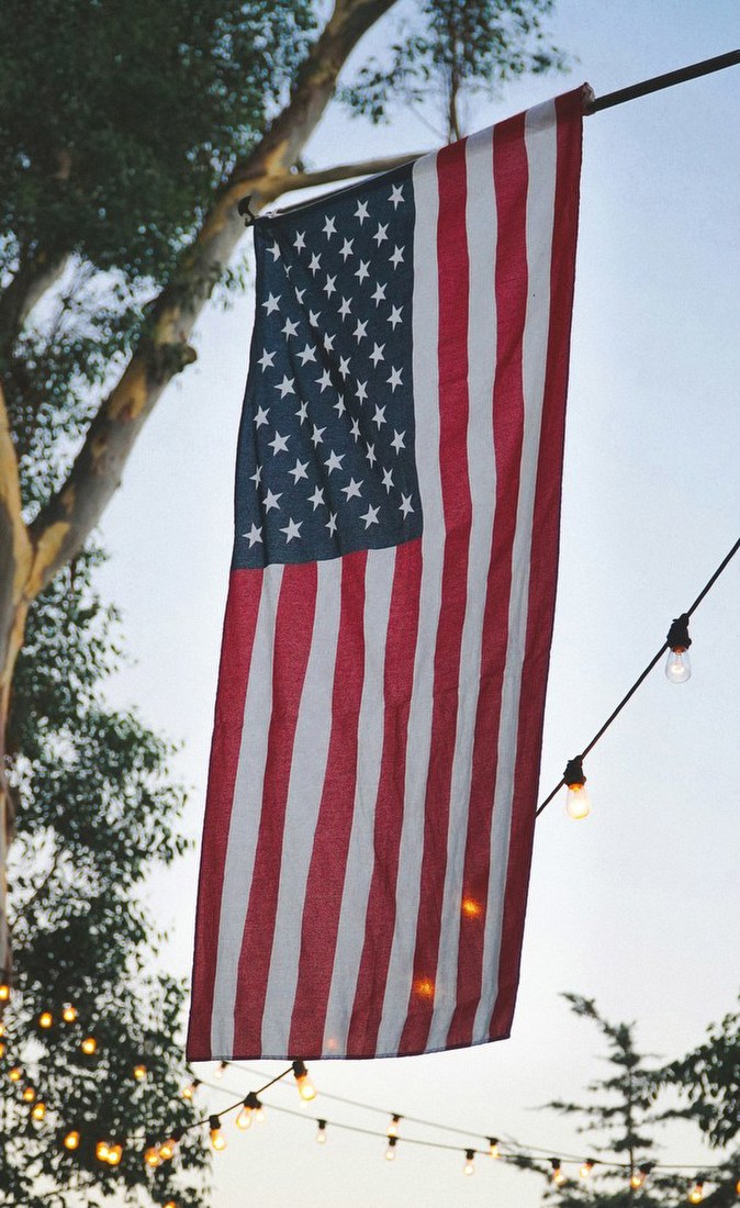 American Flag at Dusk