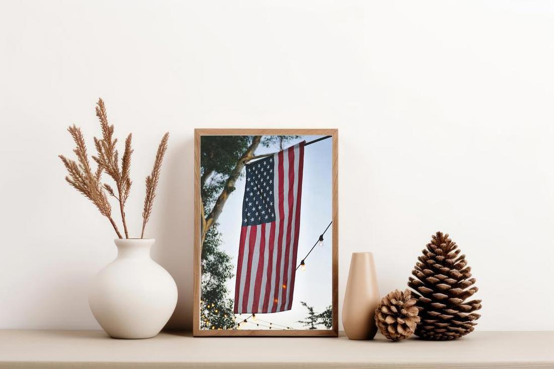 American Flag at Dusk
