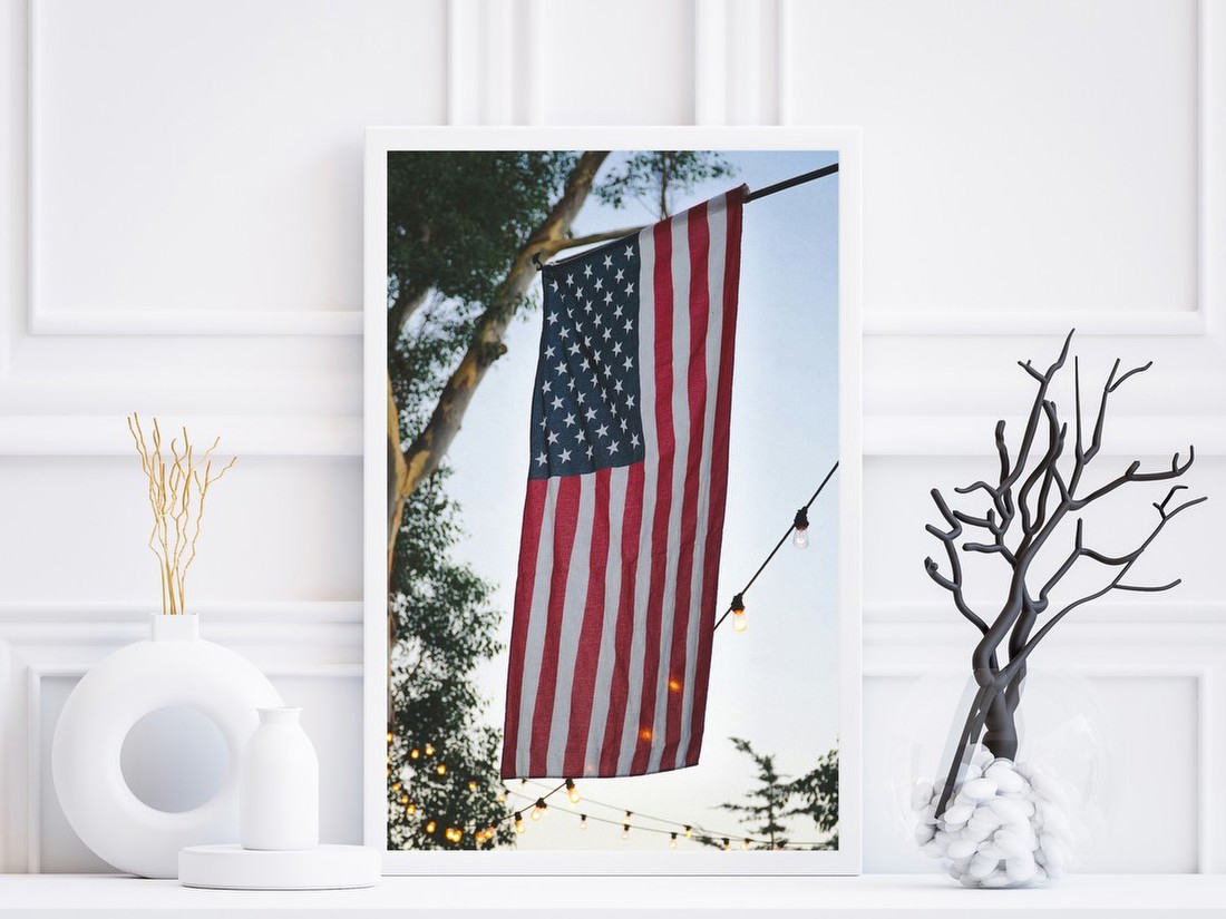 American Flag at Dusk