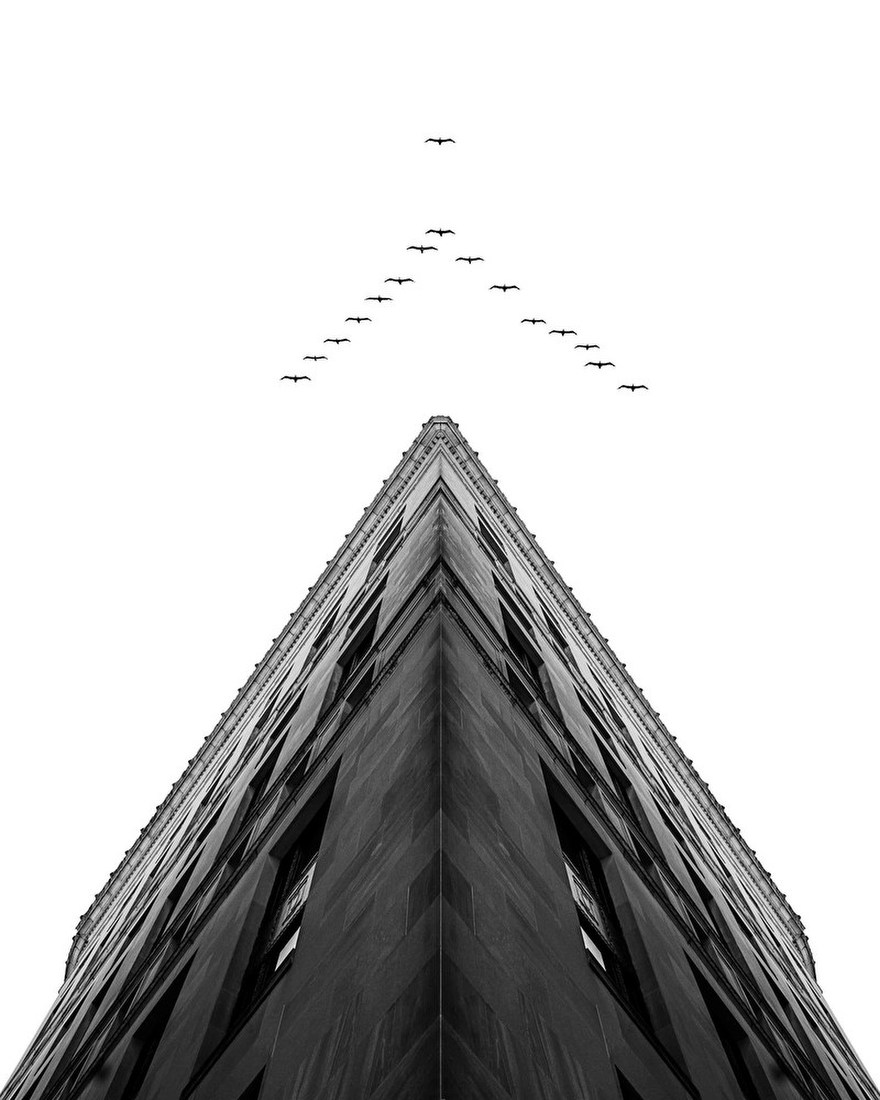 V Formation Over Tower