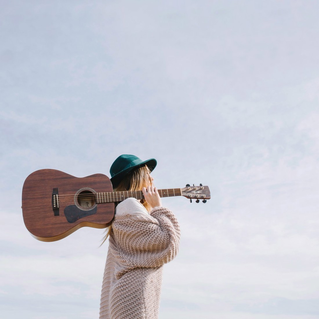 Girl with Guitar Outdoors