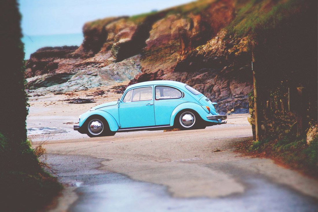 Vintage Beetle by the Shore