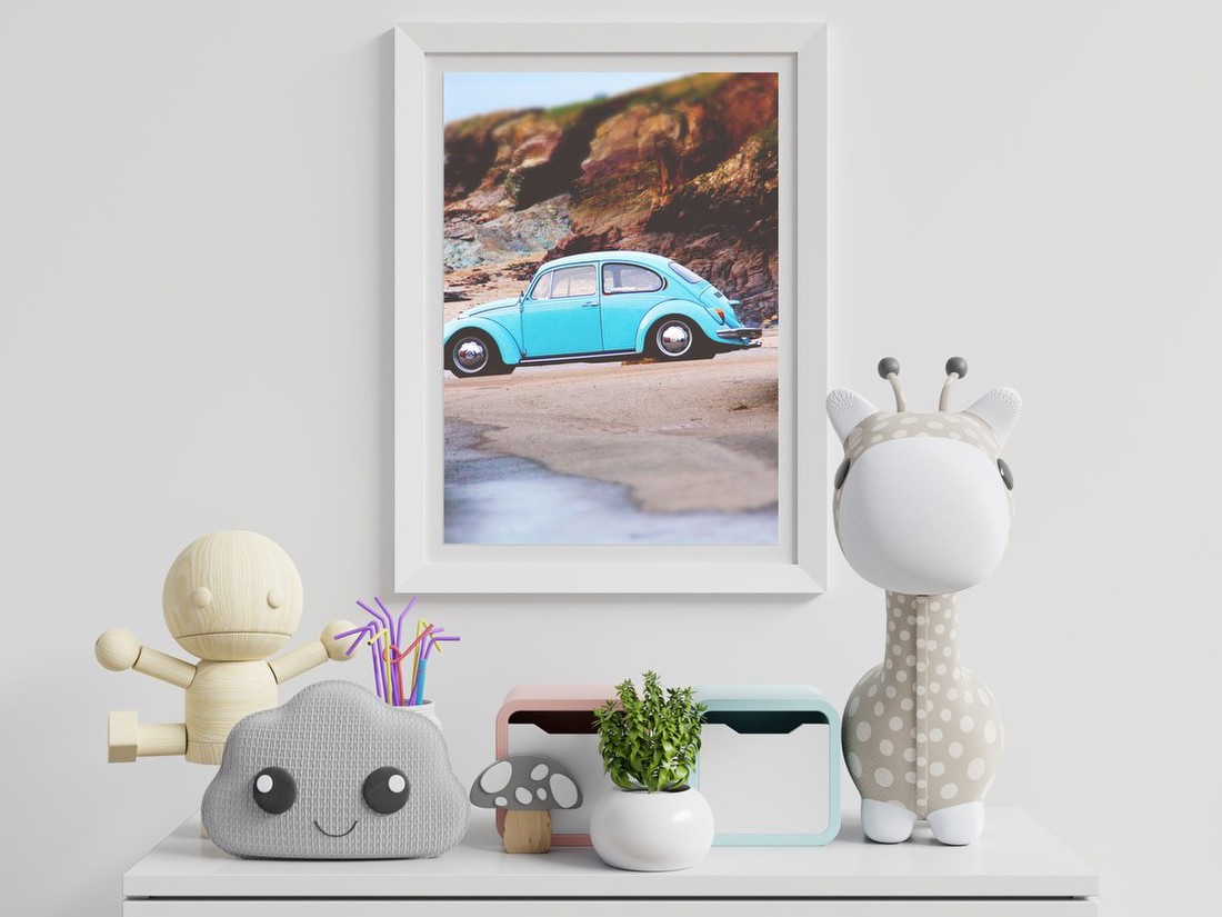 Vintage Beetle by the Shore