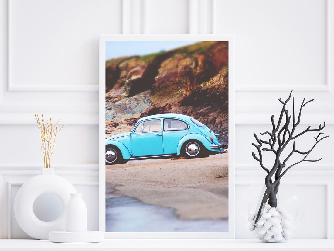 Vintage Beetle by the Shore