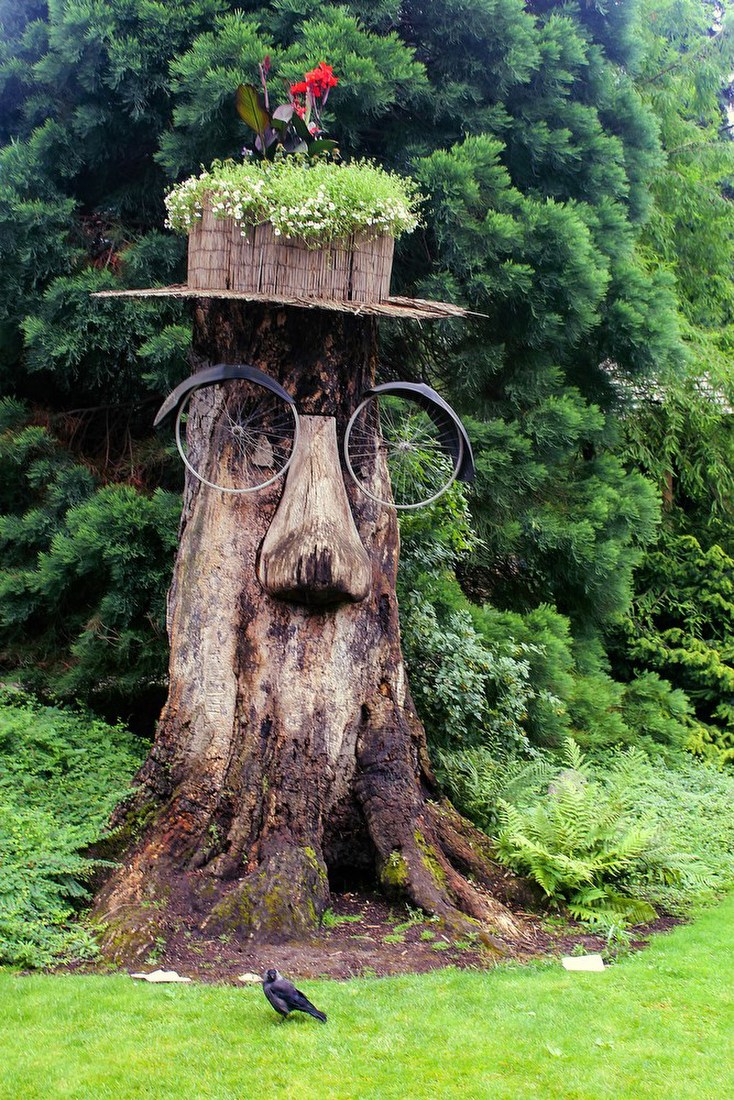 Whimsical Tree Face Sculpture