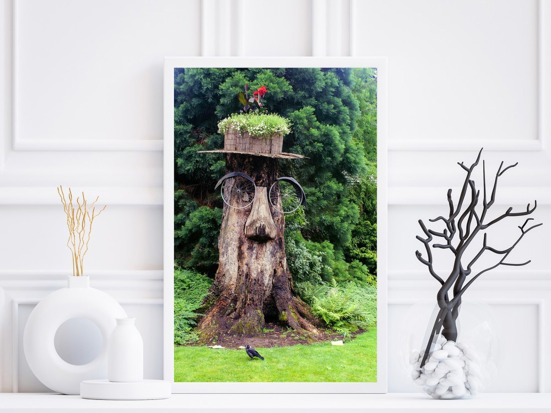 Whimsical Tree Face Sculpture