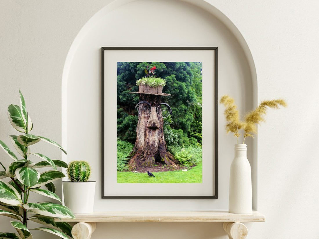 Whimsical Tree Face Sculpture