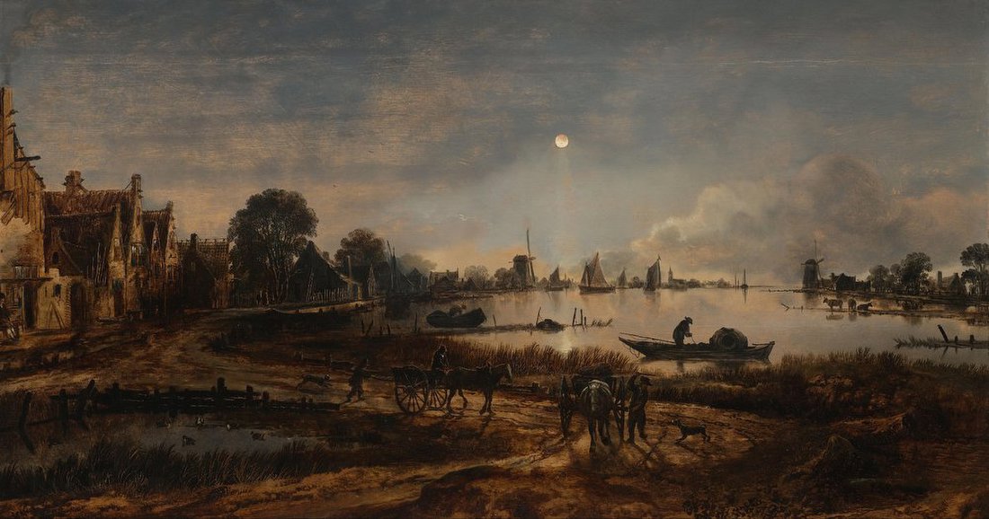 River View by Moonlight – Aert van der Neer