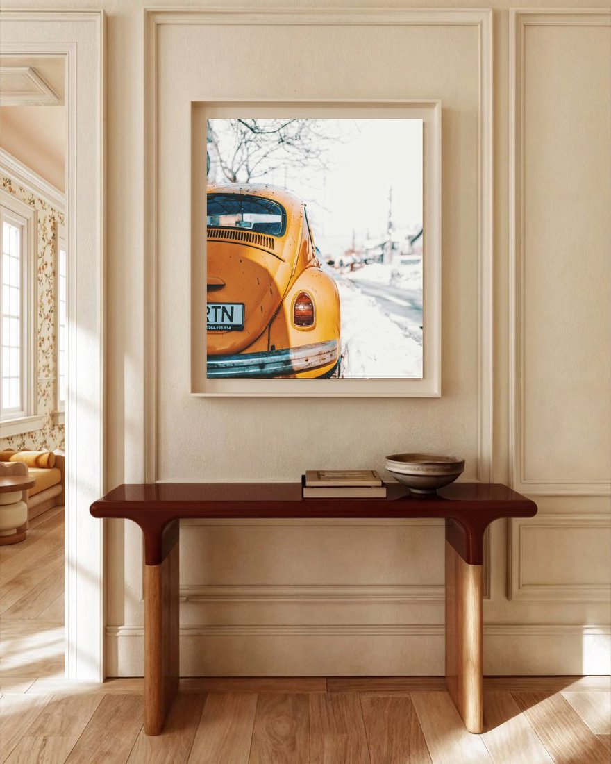 Yellow Beetle in Snow