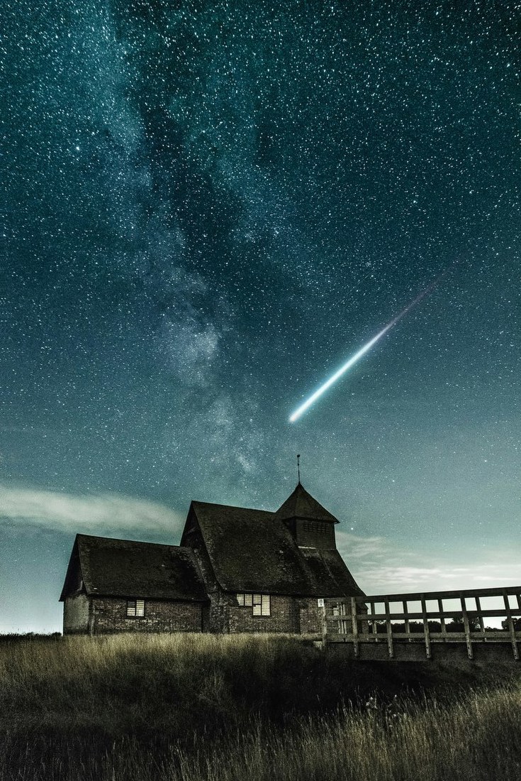 Meteor Over Rustic House