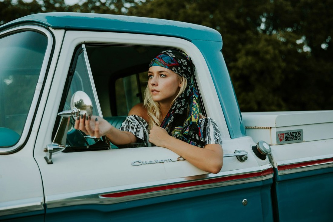 Woman in Vintage Truck