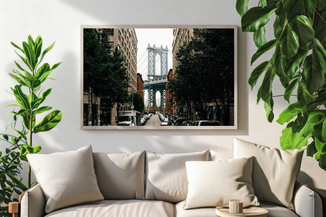 Bridge Framed by City Street