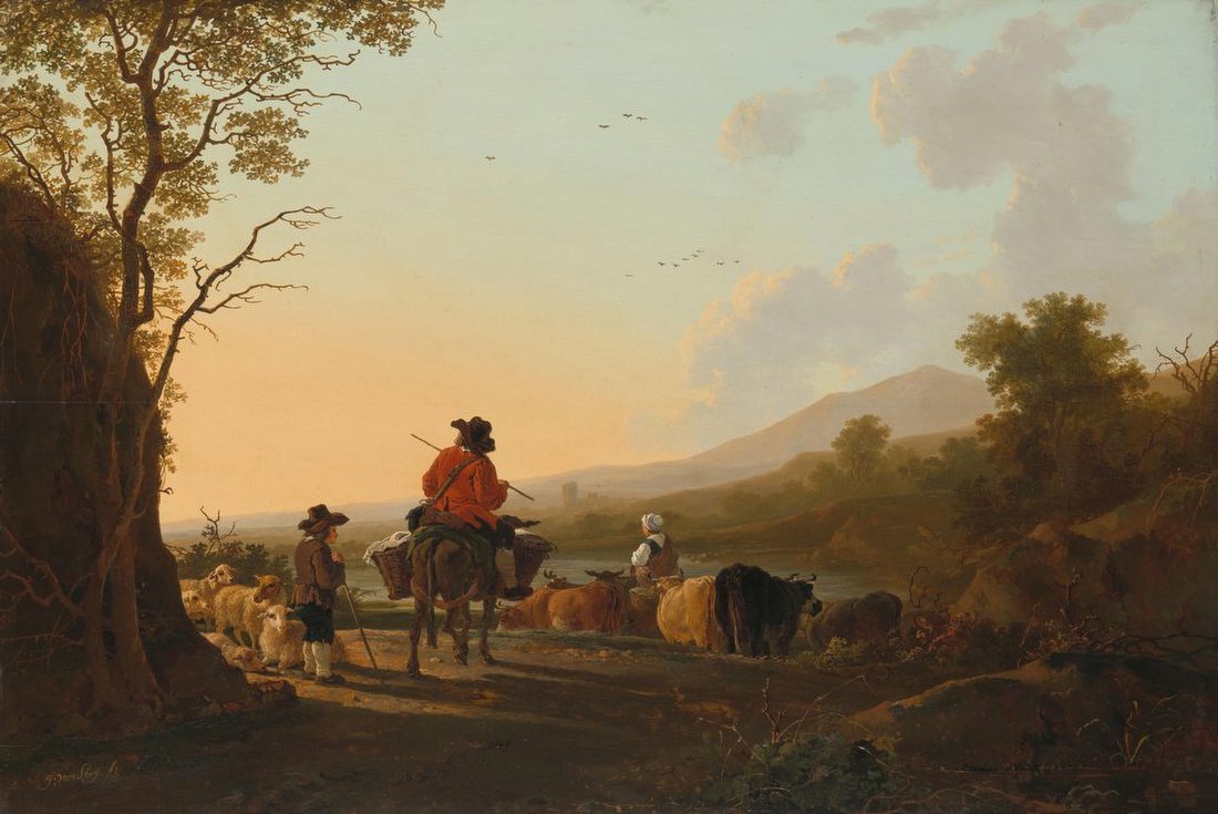 Landschap met veedrijver en schaapherder – Jacob van Strij