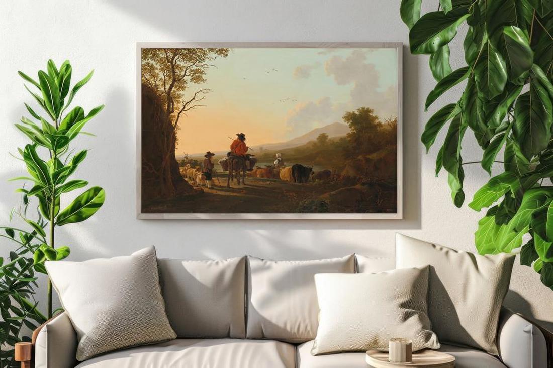 Landschap met veedrijver en schaapherder – Jacob van Strij