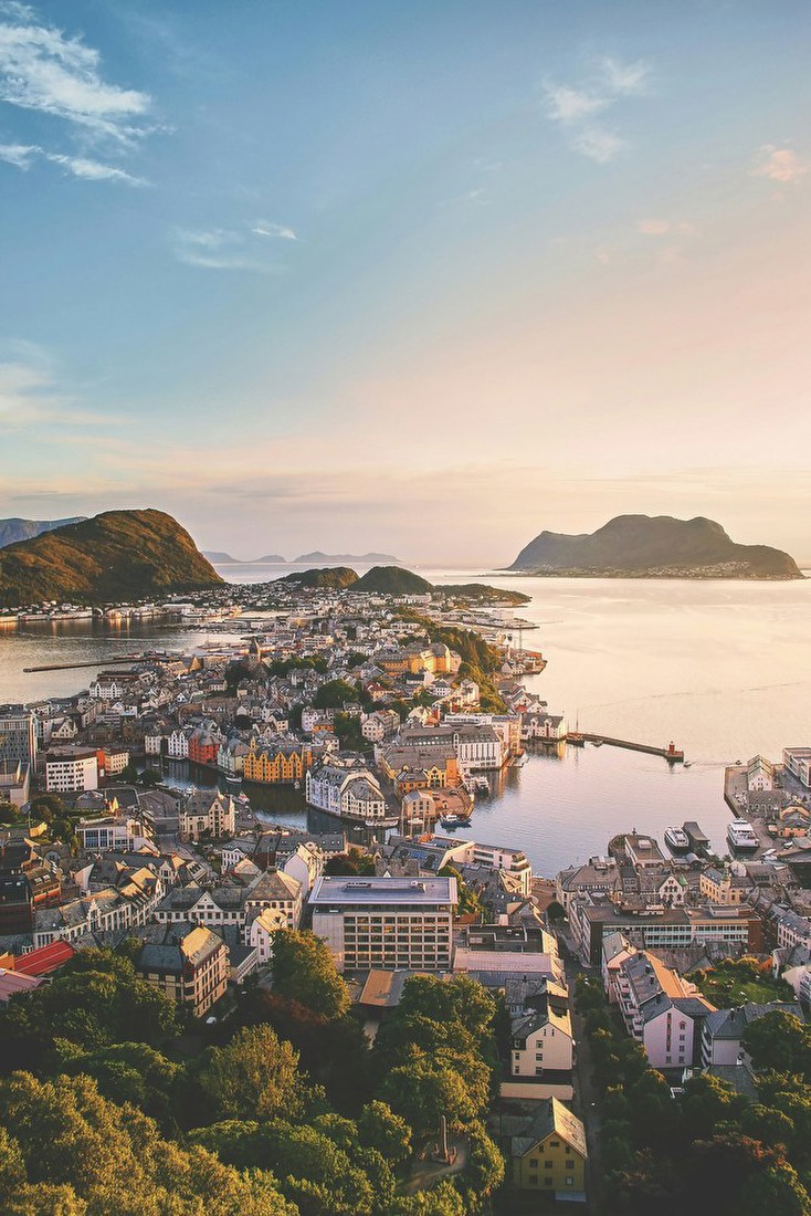 Coastal City at Sunset