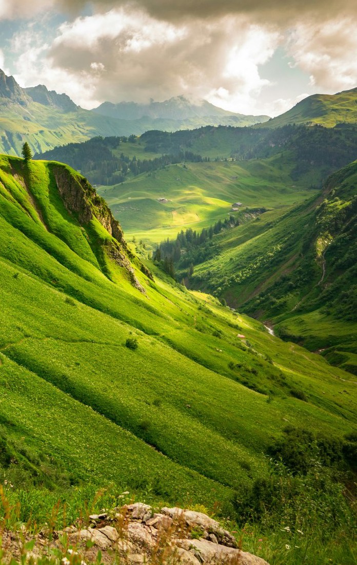 Sunlit Mountain Valley
