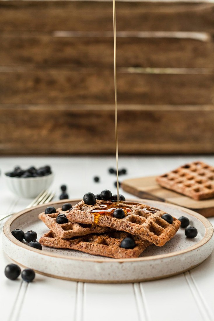 Blueberry Waffles with Syrup