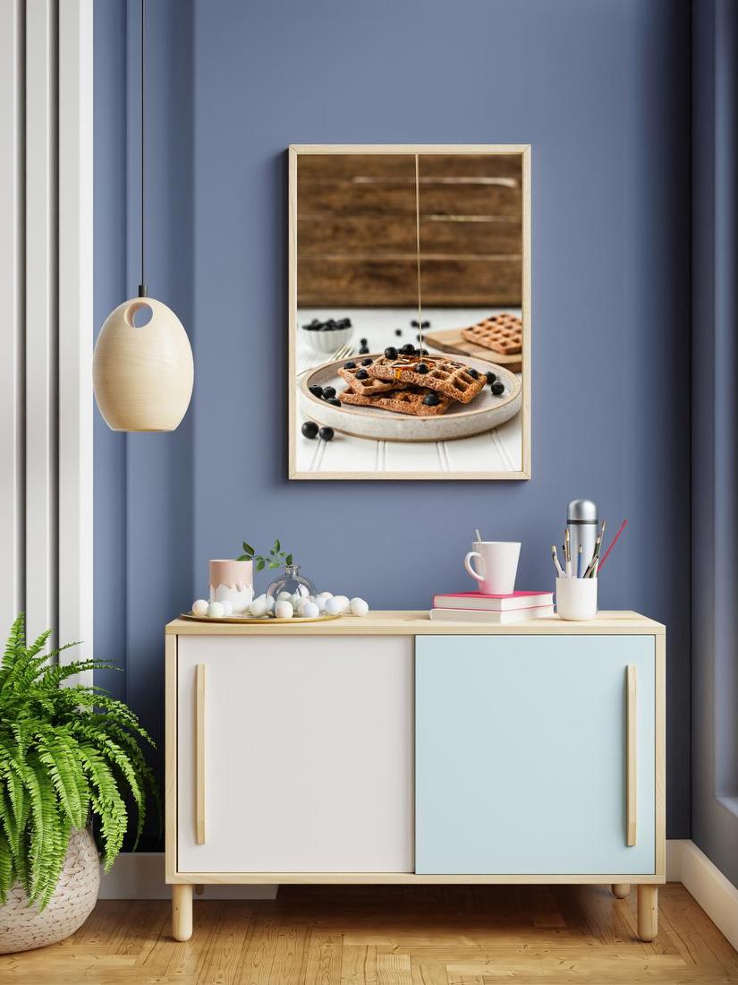 Blueberry Waffles with Syrup