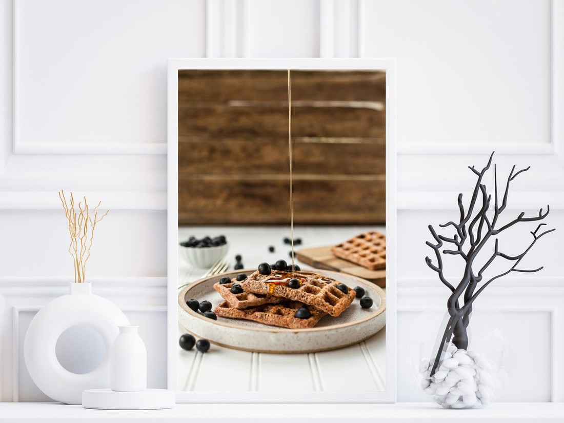 Blueberry Waffles with Syrup