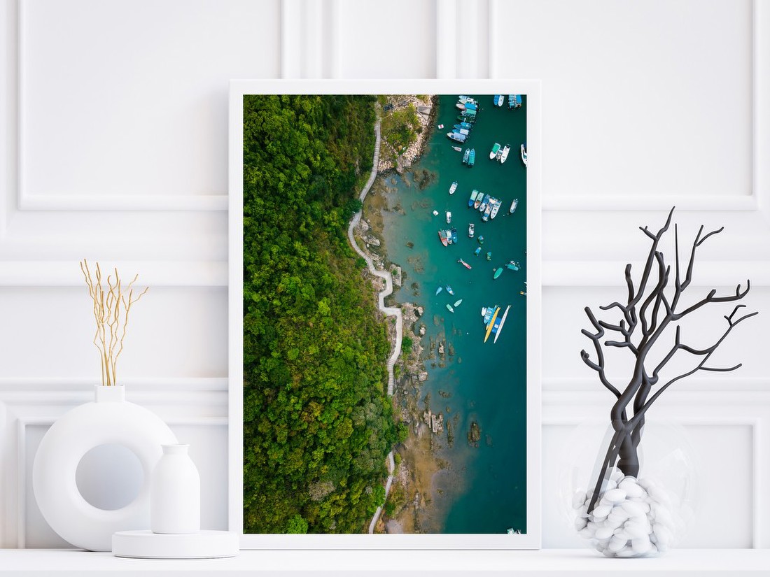 Coastal Path and Harbor from Above