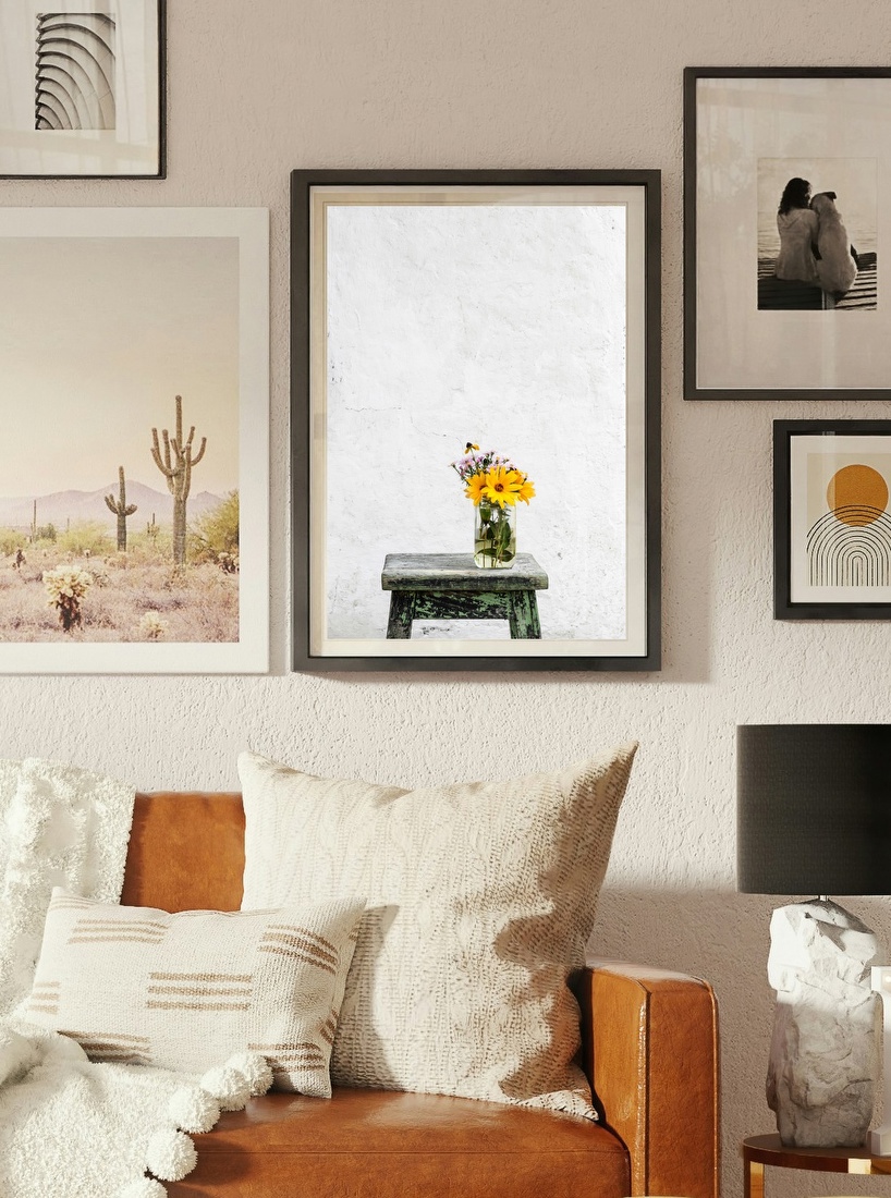 Sunlit Flowers on Stool