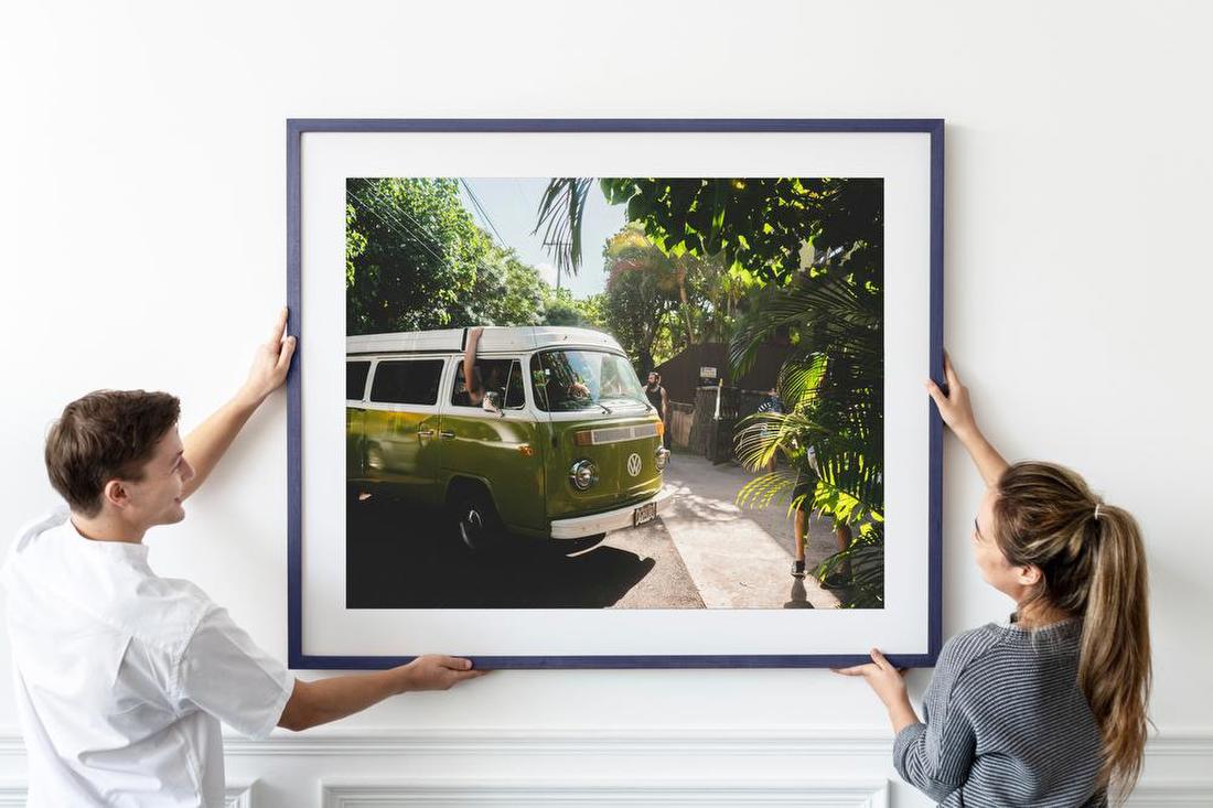 Green VW Van in Tropical Drive