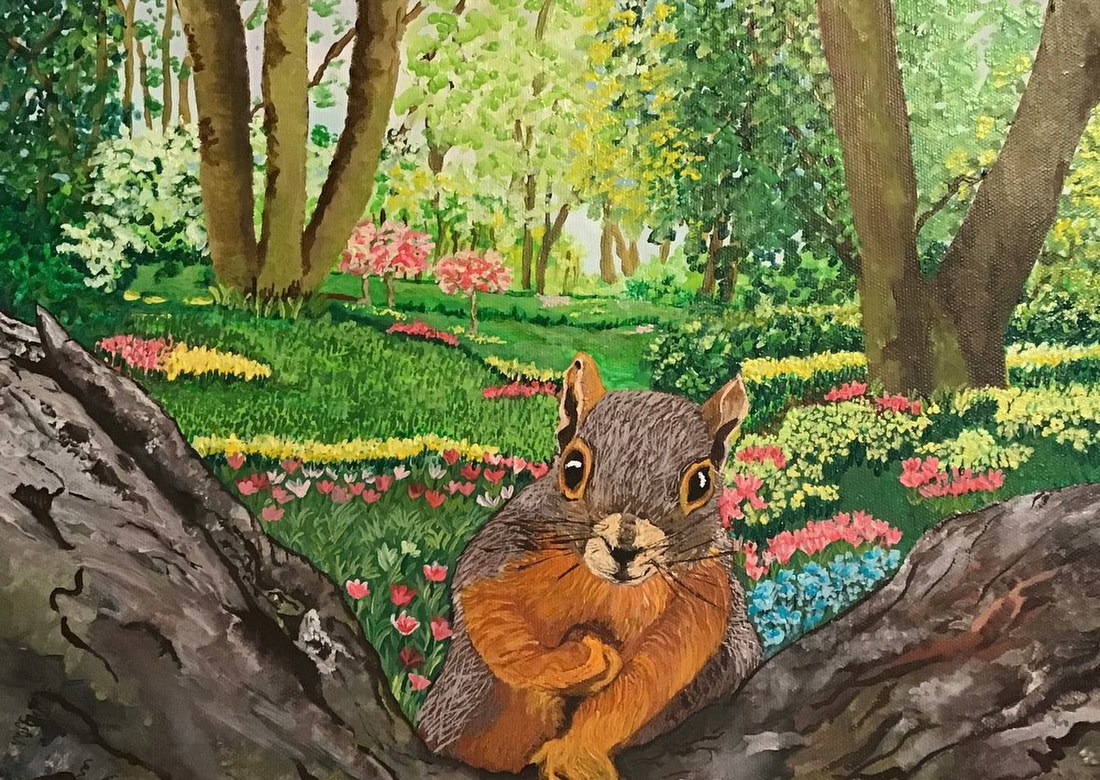 Squirrel in Spring Garden