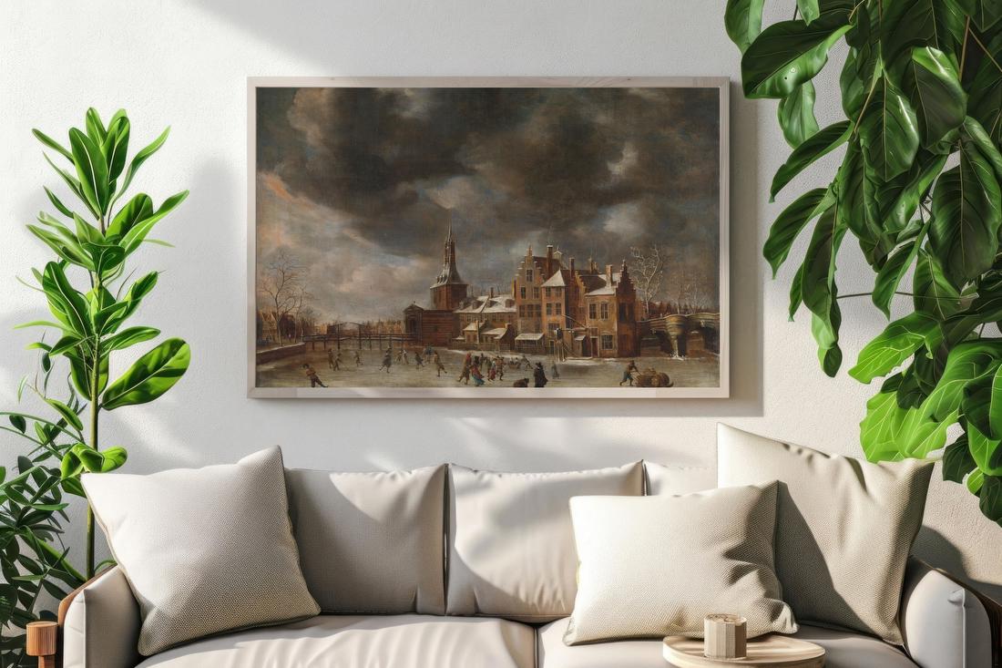 The Blauwpoort in Leiden in Winter – Abraham Beerstraaten