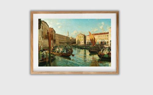 Venice, the Grand Canal with the Rialto Market in the Morning