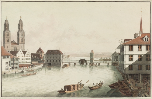 Perspective View of the City, Lake, and Surroundings of Zurich