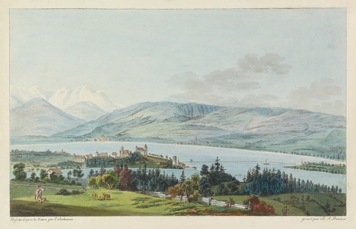 View of the City of Rapperswil on Lake Zurich