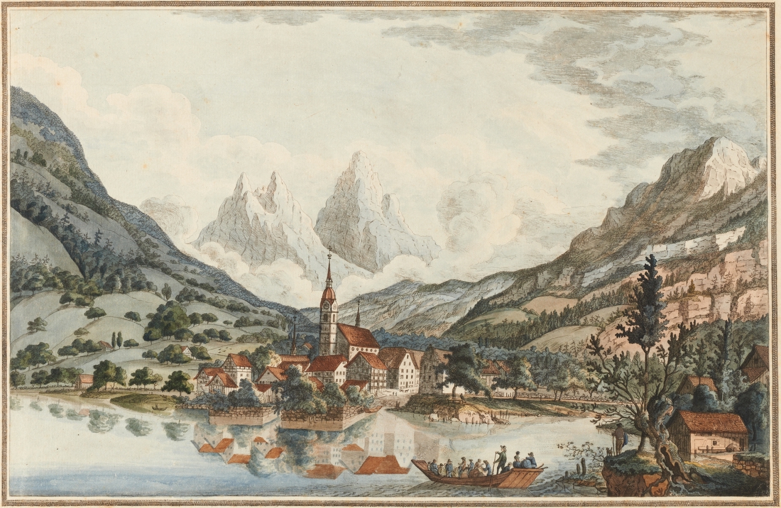 Mountain Village by the Lake – Johann Jakob Aschmann
