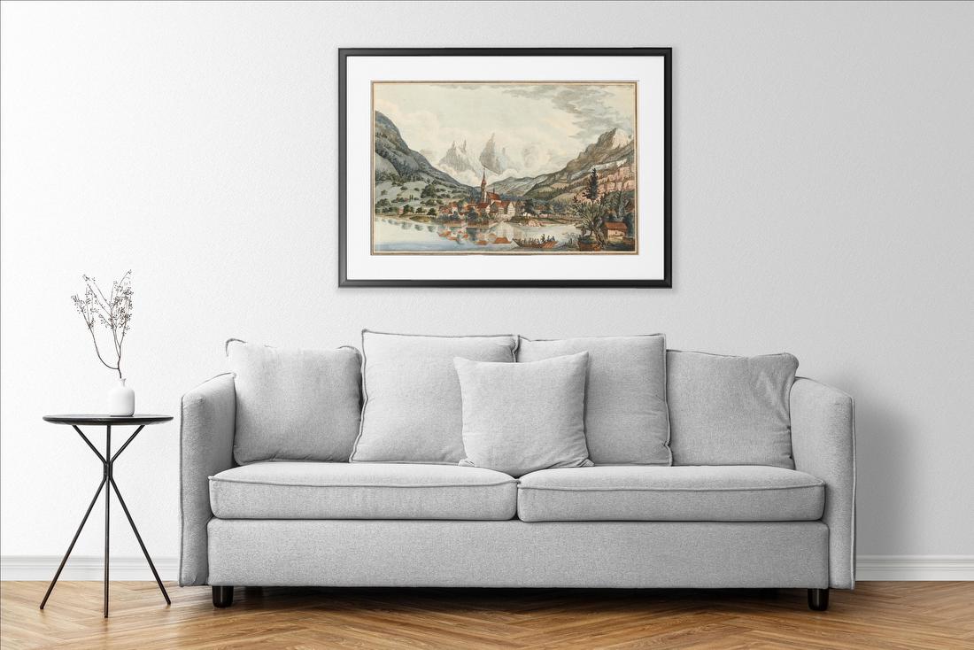 Mountain Village by the Lake – Johann Jakob Aschmann