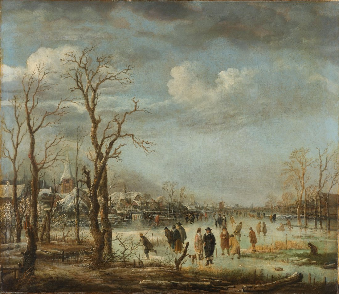 Winter in Holland: Skating Scene – Aert van der Neer