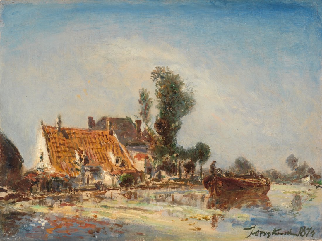 Houses along a Canal near Crooswijk – Johan Bartold Jongkind