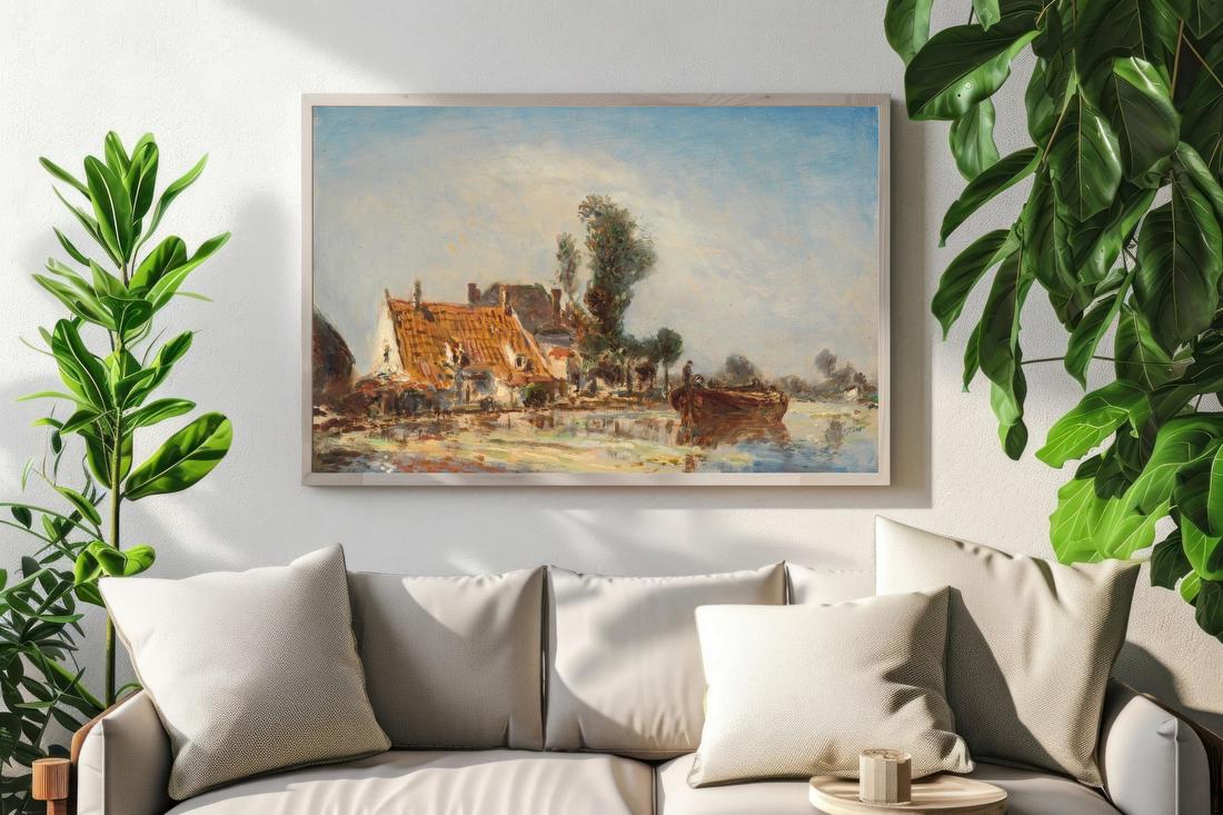 Houses along a Canal near Crooswijk – Johan Bartold Jongkind