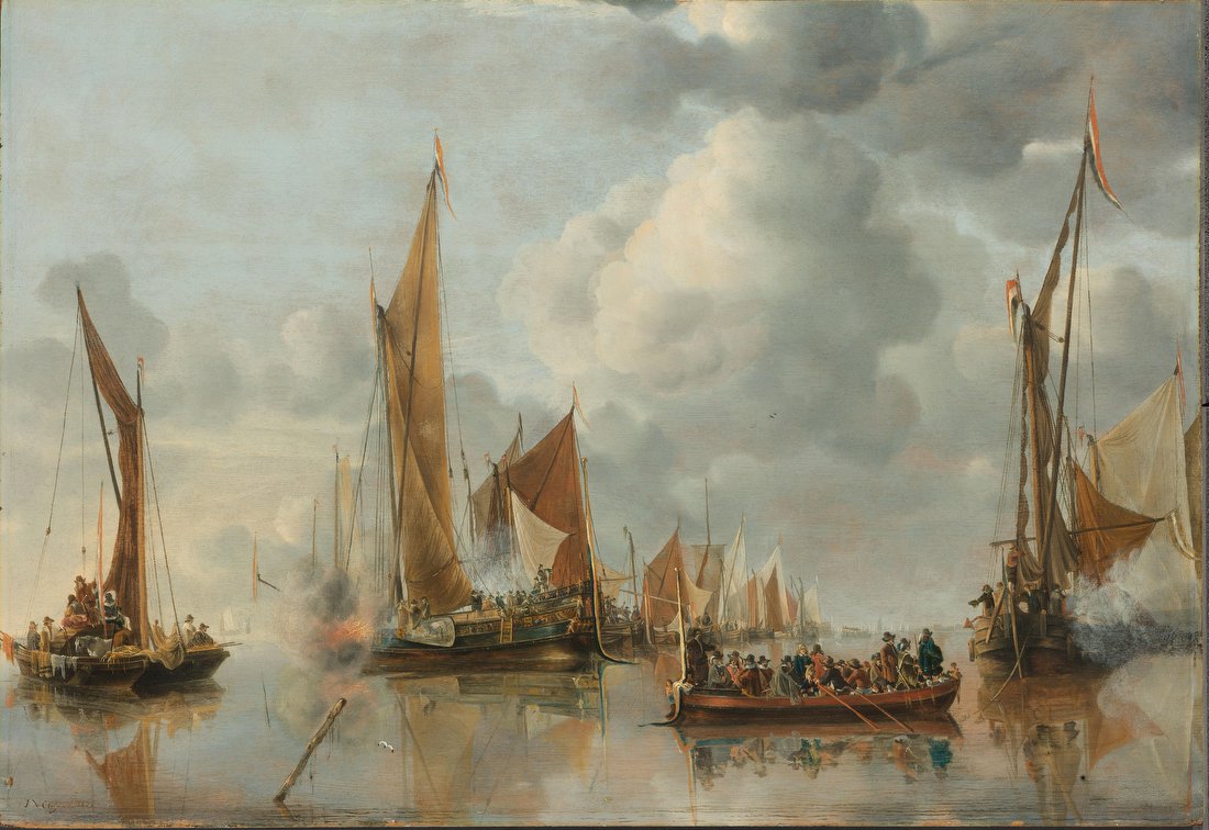 The Home Fleet Saluting the State Barge – Jan van de Cappelle