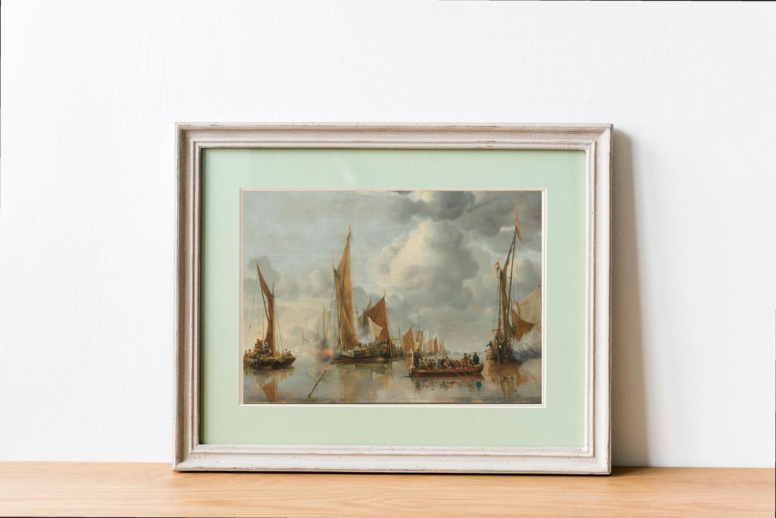The Home Fleet Saluting the State Barge – Jan van de Cappelle