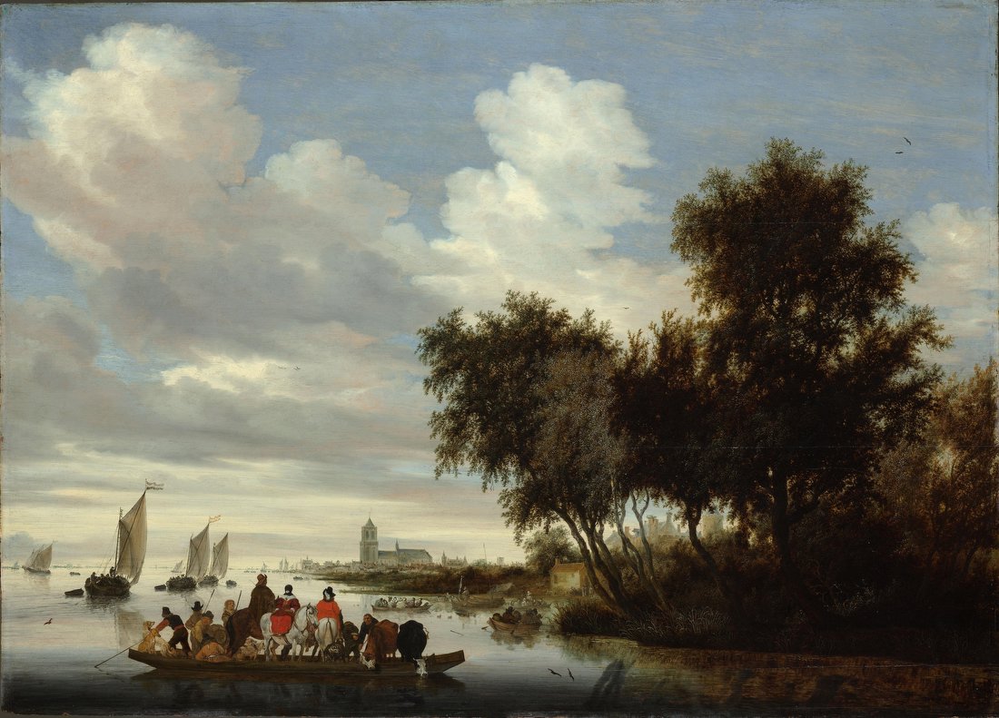 River Landscape with Ferry – Salomon van Ruysdael