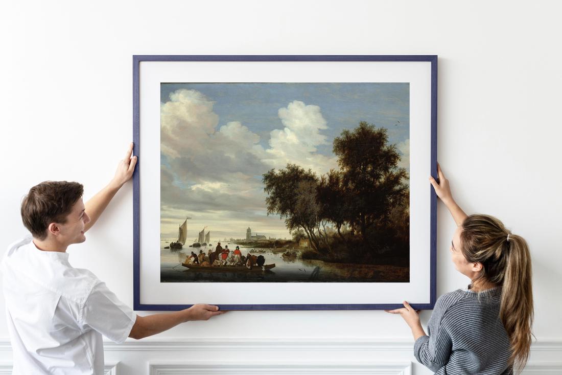 River Landscape with Ferry – Salomon van Ruysdael